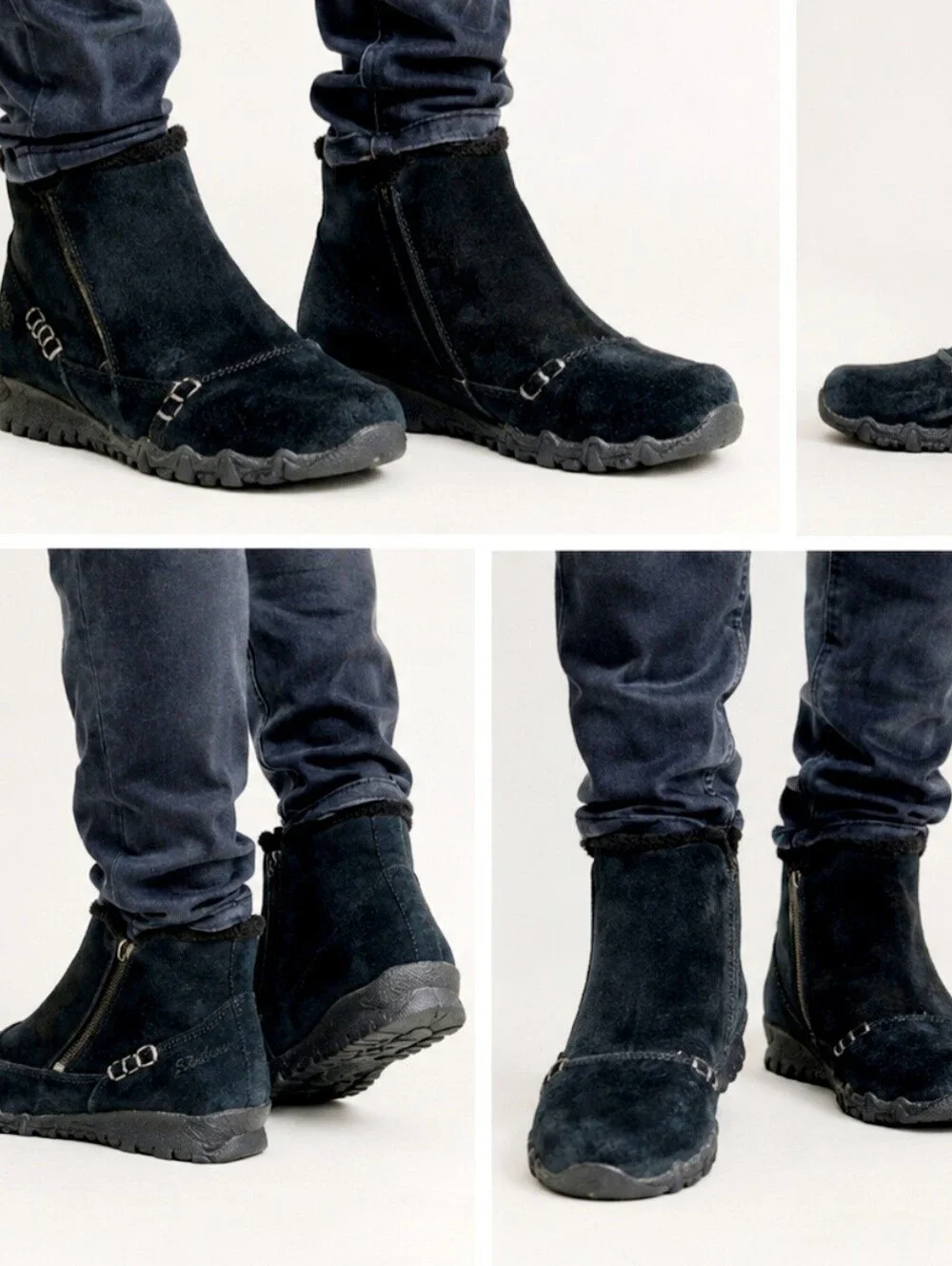 Skechers black suede